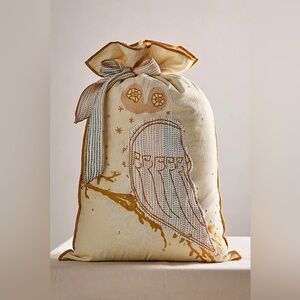 New FP One by Free People Perfect Present Beaded Owl Yellow Gift Sack Bag Sham